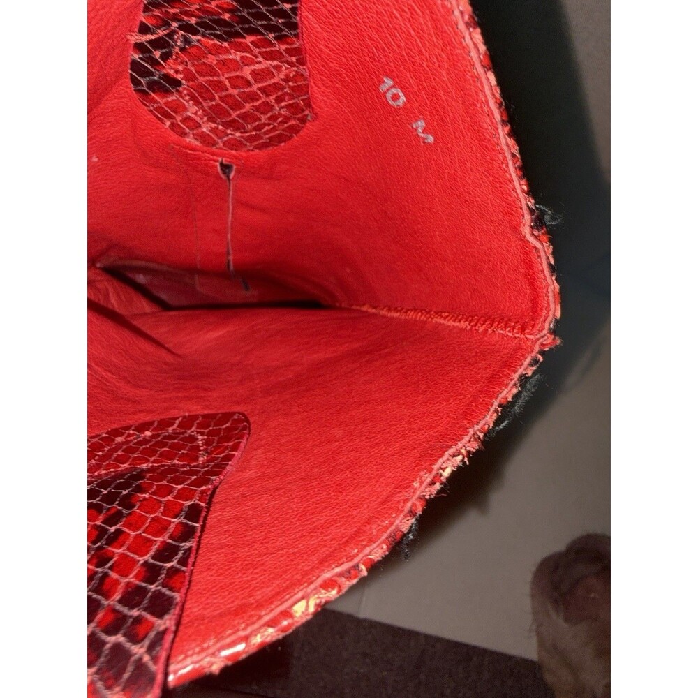 Snakeskin Cowboy Boots Red Women Sz 10 Snakeskin Cowboy Boots‎ Tall Rare - Picture 4 of 7